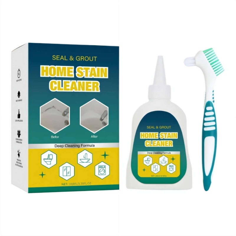 Home Stain Cleaner Gel – 100ml Powerful Stain Remover for Tile Grout, Washing Machine Seals, Fridge Gaskets & Bathroom – No-Rinse Formula with Cleaning Brush Kit - Image 1